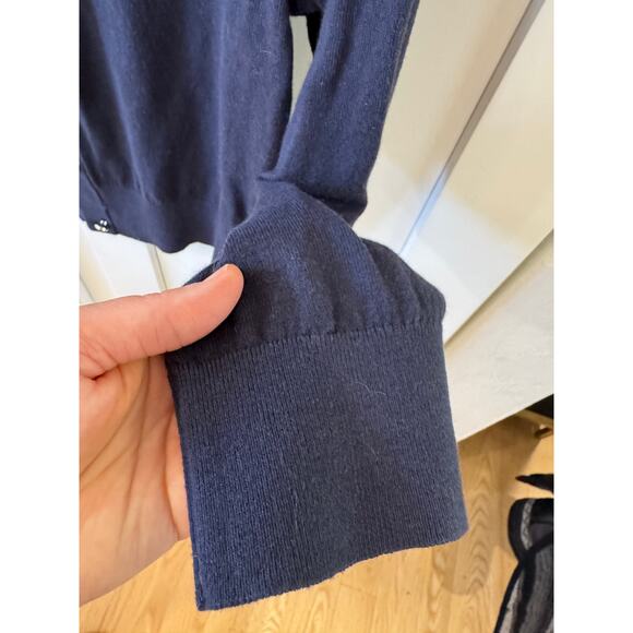 Kate Spade Navy Rhinestone Button Navy Blue Cropped Sweater Normcore Size S - Picture 4 of 6